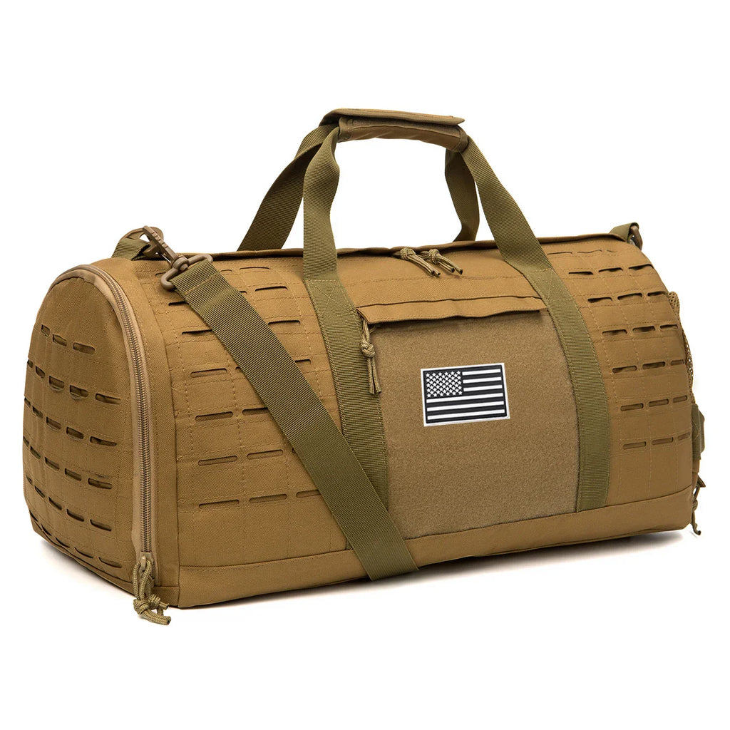 40L Tactical Sport Gym Duffle Bag Travel Training Bag Khaki