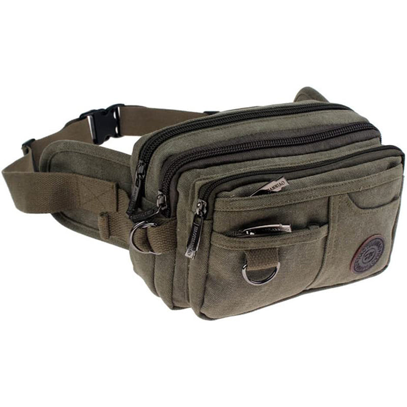 Vintage Canvas Waist Bag Multiple Pocket Fanny Pack